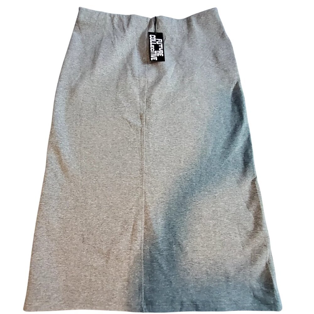 Future Collective Grey Future Pencil Skirt  Size 1X Cotton Polyester  Streamline